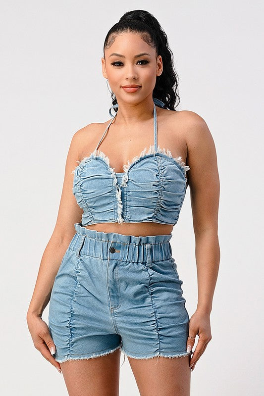 DENIM 2PC SHORT SET