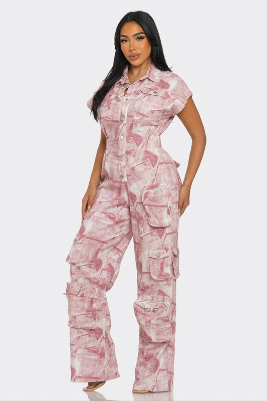 Pink Whisper Tie-Dye Jumpsuit